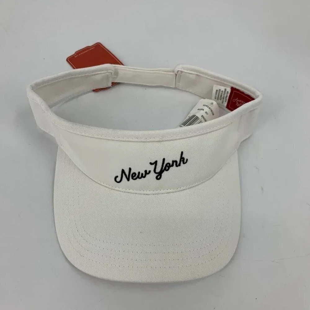 American Needle New York With Black Cursive Writing Adjustable Visor NWT